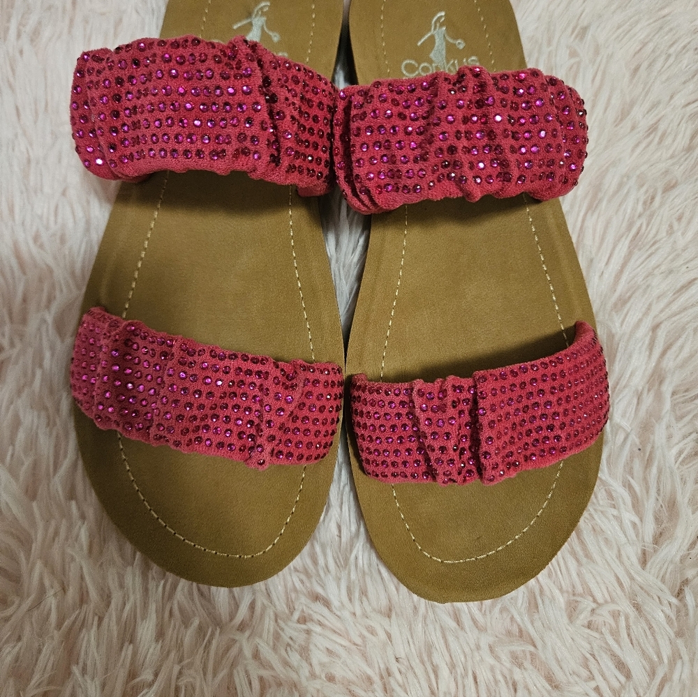 Corkys Fuchsia Rhinestone Women's Sandals - Picture 6 of 7